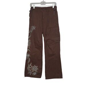 By Deep Los Angeles Small Brown Cargo Pants Cotton Embroidered Y2K